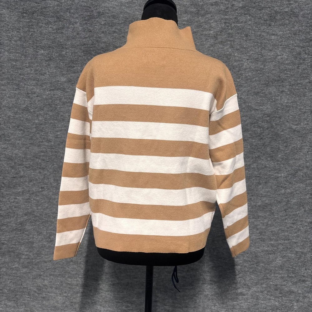 Maeve Anthropologie Sweater Womens XXS Beige Stripe Mock Neck Knit Pullover - Picture 4 of 14